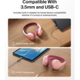 thumbnail image 3 of Belkin SoundForm Mini Kids Wired Headphones w/USB C to 3.5mm Dongle, Built-in Mic & Fun Stickers, 85dB Max Volume – for Online Learning, Travel, Compatible w/iPhone 16, iPad, Galaxy S25, etc - Pink, 3 of 8