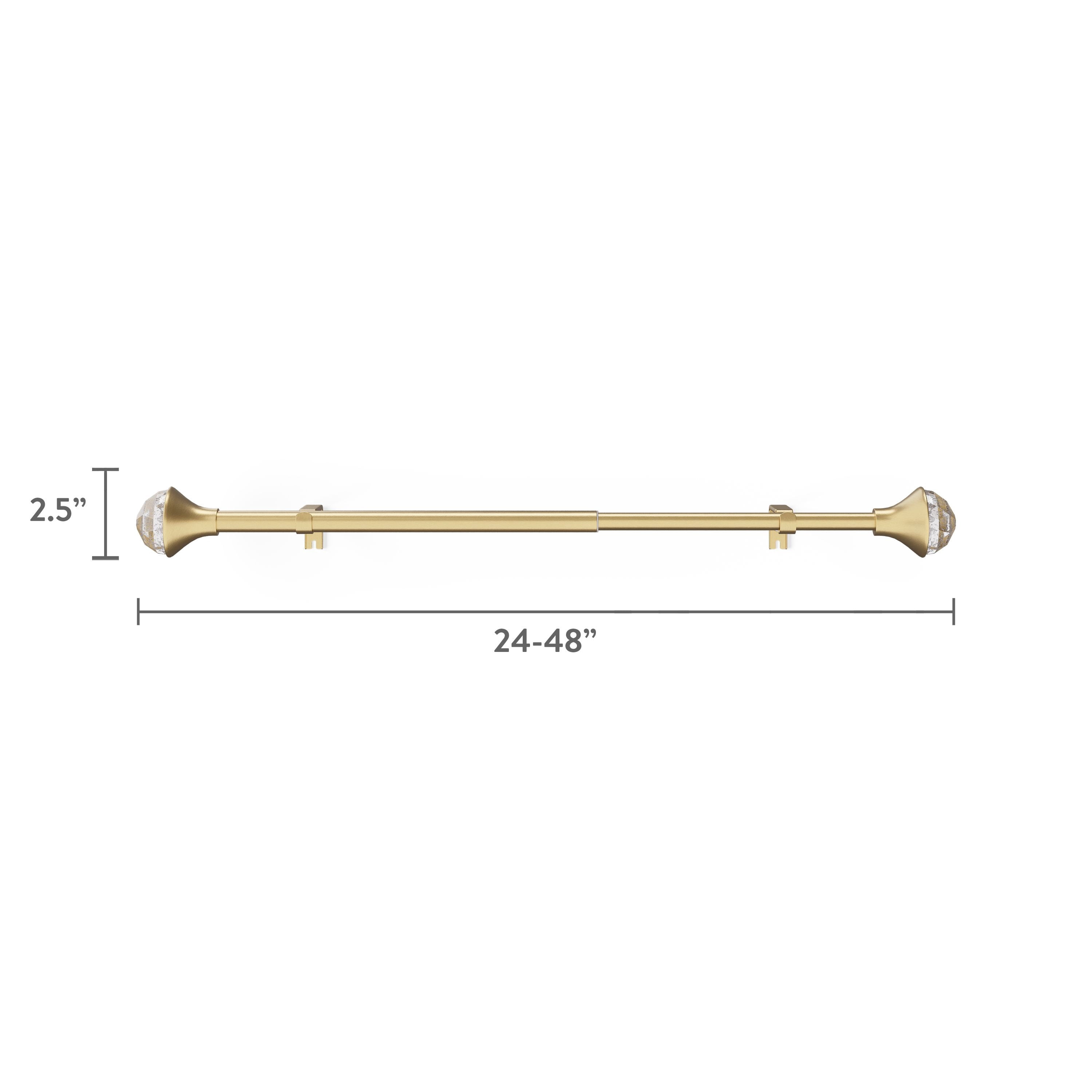 Mainstays Kids Gold Faceted Gem Single Curtain Rod, 3/4 in, Adjustable 28 in-48 in