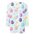 thumbnail image 5 of Feancey Easter Tops Women 3/4 Sleeve Cute Rabbit Print T Shirts Loose Fit Trendy Eggs Graphic Tee Dressy Casual Round Neck Party Blouse Purple 3XL, 5 of 6