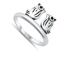 thumbnail image 4 of Love Owls Oxidized Birds Ring .925 Sterling Silver Band Jewelry Female Male Unisex Size 6, 4 of 4