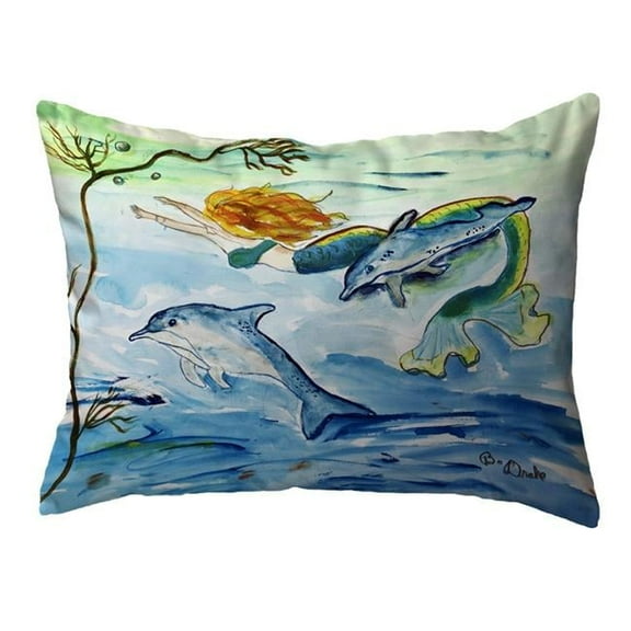 Betsy Drake NC1188 16 x 20 in. Mermaid & Dolphins Noncorded Pillow, Large