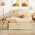 thumbnail image 4 of Costway Full Size Wooden Platform Bed with 2 Rolling Storage Drawers Wood Slat Support Natural, 4 of 10