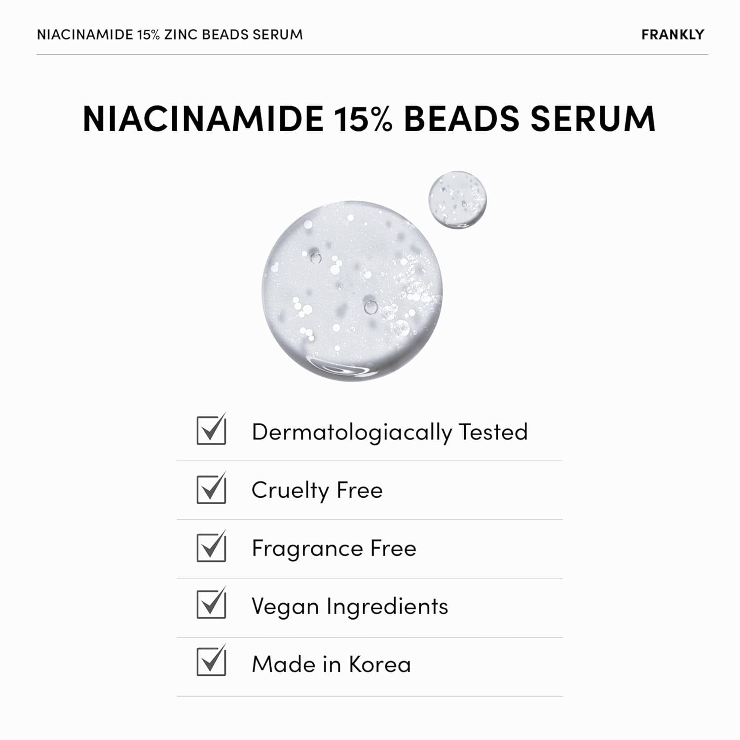 FRANKLY Niacinamide 15% & Zinc Beads Serum: Acne & Dark