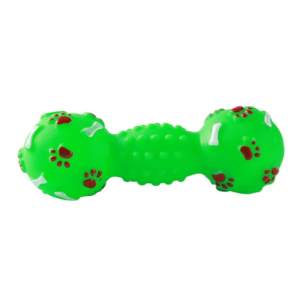Juguetes para perros con forma de mancuerna punteada para perros Squeeze Squeaky Pet Chew Toy verde Ehuebsd Libre de BPA
