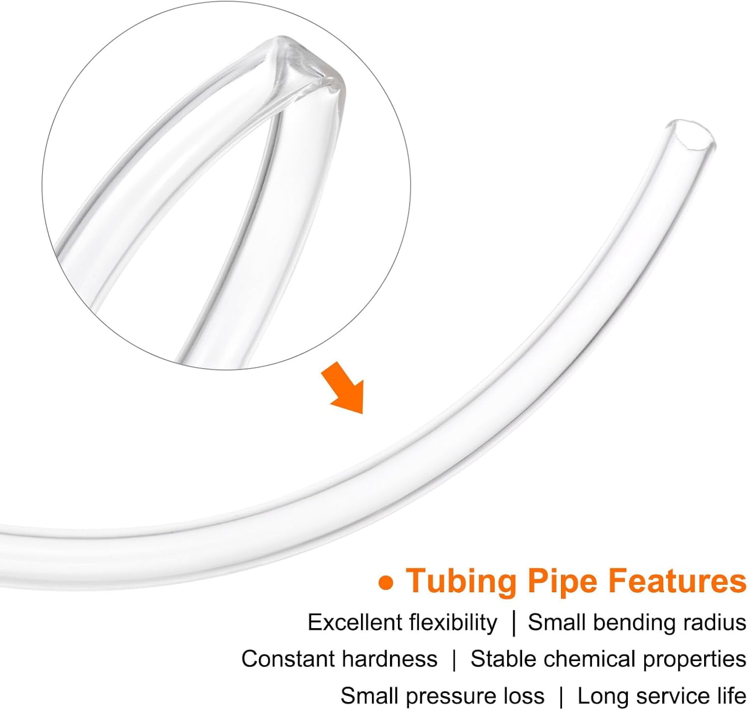 MKEUDQ-Pneumatic Tubing Pipe Pu Hose 8mm OD x 5mm ID 5 Meters(16.4 FT) Air Compressor PU Polyurethane Line Hose Tube for Air Compressor Water Fluid Transfer, Clear