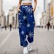 thumbnail image 3 of Pantalones para mujer Gibobby Leggings elásticos largos de nieve navideños con cinturón estampado azul S, 3 of 4