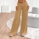 thumbnail image 4 of Amzcrzy Pantalones Palazzo Mujer Anchos Cintura Alta Cómodos Holgados Elegantes Casuales Verano Playa Ligeros Sin Costura Delantera Suaves Elásticos Con Bolsillos Tallas S-2XL Marrón, 4 of 7