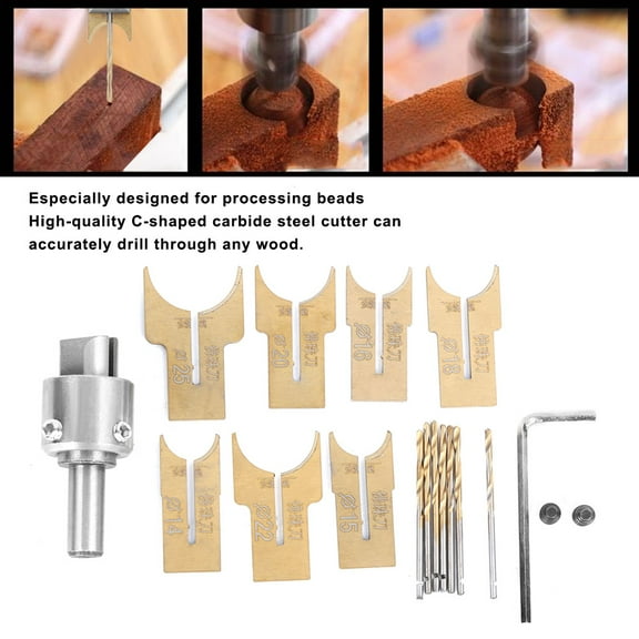 18Pcs/Set Wood Bead Maker Drill Bit Milling Cutter Kit Woodworking Tool for Ebony Rosewood