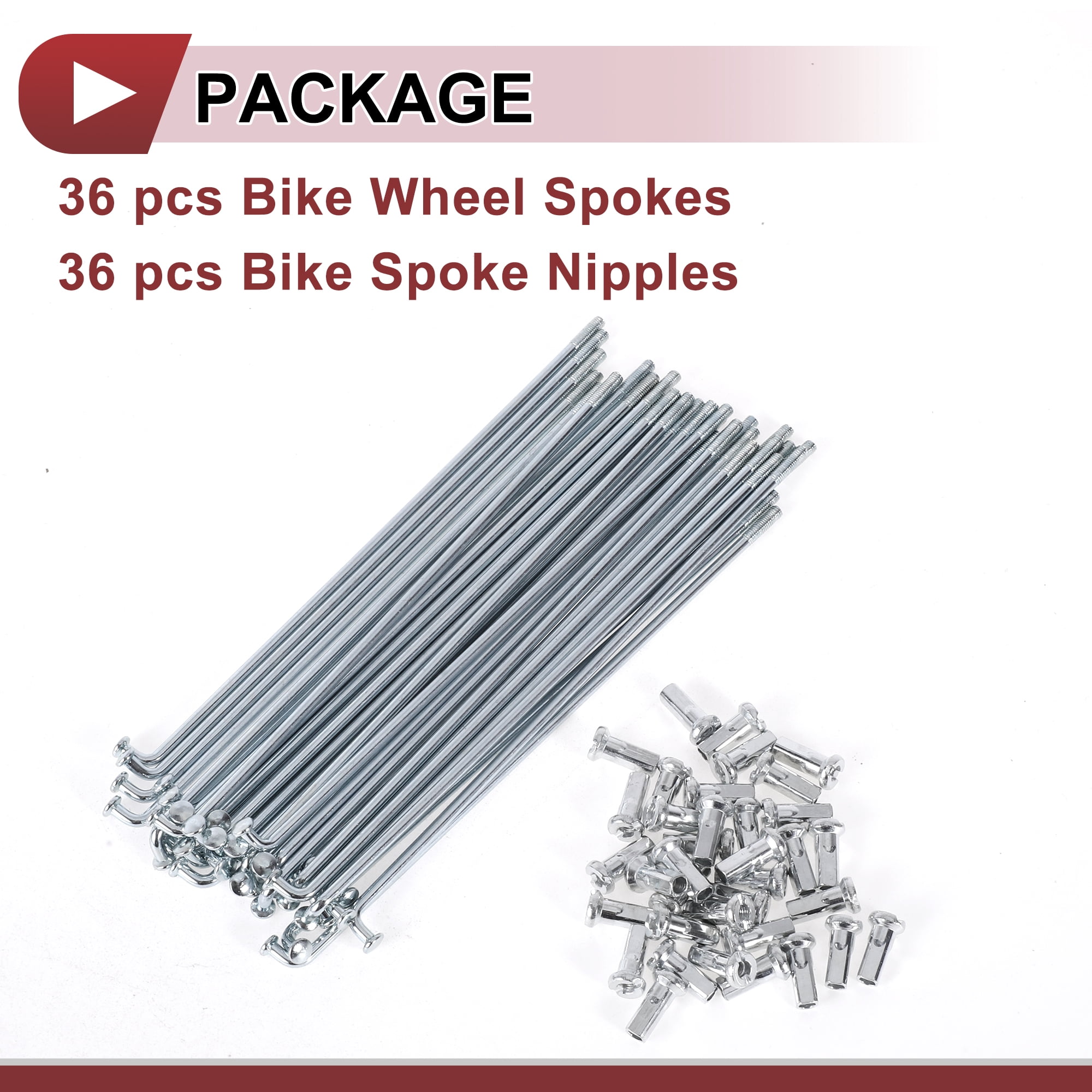 Unique Bargains 36Pcs 12G J Bend Bicycle Wheel Spokes 45 Steel Galvanized Silver 5.12"
