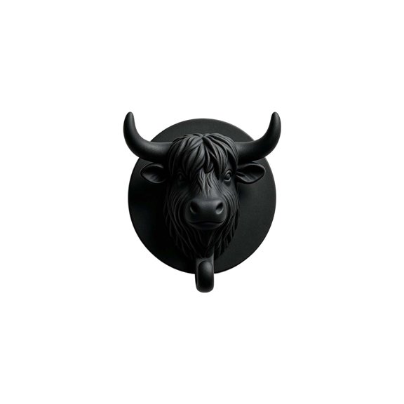 ZhangC Highland Cow Head Wall Hook, 3 Inch Decorative Plastic Coat Hook, Wall Mounted Organizer for Hats, Bags, Towels and Keys, Farmhouse Entryway Home Decor