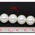 thumbnail image 3 of BD223- 12mm Ivory Glass Pearl Imitation Round Beads - 16 1/4 inch strand (Approx. 36 Beads), 3 of 3