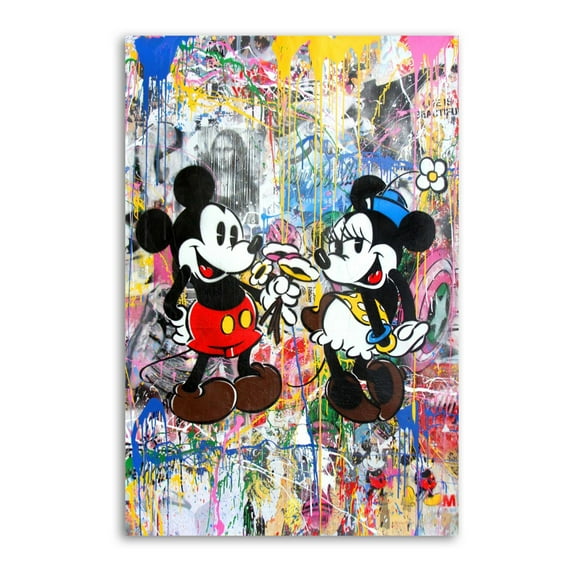 Banksy Graffiti Lovely Mickeys Minnie Posters Art Print Wall Photo Paint Poster Hanging Picture Family Bedroom Decor Gift 16x24inch(40x60cm)