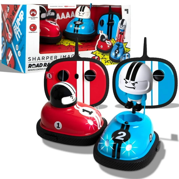Sharper Image Road Rage RC Speed Bumper Cars, Mini Véhicules Télécommandés, Combat de Tête à Deux Joueurs, Crash into Adversaires, 2.4 GHz, Rouge et Bleu, 6 Ans et Plus