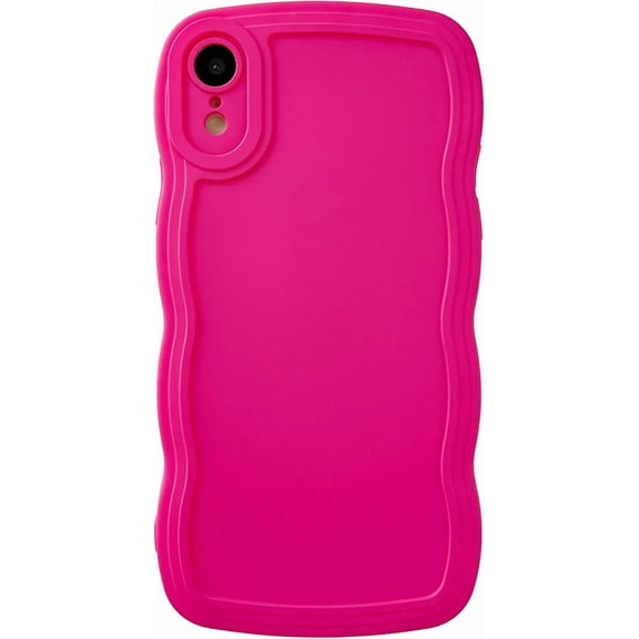 MYKOMI for iPhone Xr Case, Solid Color Curly Wave Frame Soft Compatible with iPhone Case