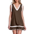 thumbnail image 2 of ClodeEU Women's V Neck Sleeveless Tank Mini Dress with Ruff Hem ,Casual Summer Fashion Sundress Brown,Womens Plus S, 2 of 8