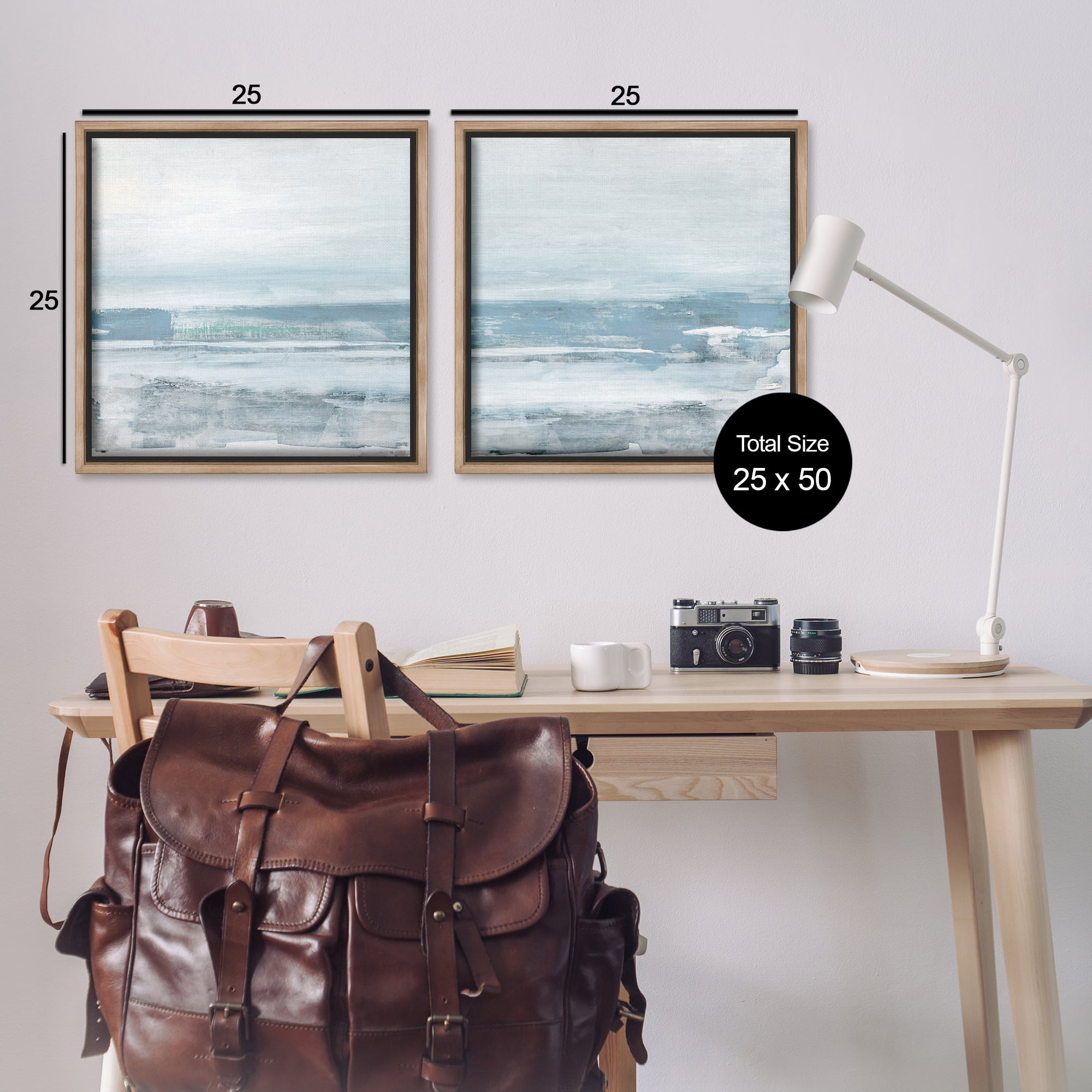Stupell Industries Abstract Ocean Beach Abstract Painting Brown Floater Framed Canvas Art Print Wall Art, 25 x 25, Set of 2