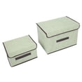 thumbnail image 2 of Juego de 2 contenedores organizadores de tela cuadrados para ropa y artículos, cajas de almacenamiento de tela plegables portátiles y que ahorran espacio, 2 of 8