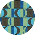 thumbnail image 1 of Ahgly Company Machine Washable Indoor Round Transitional Charcoal Blue Area Rugs, 4' Round, 1 of 7