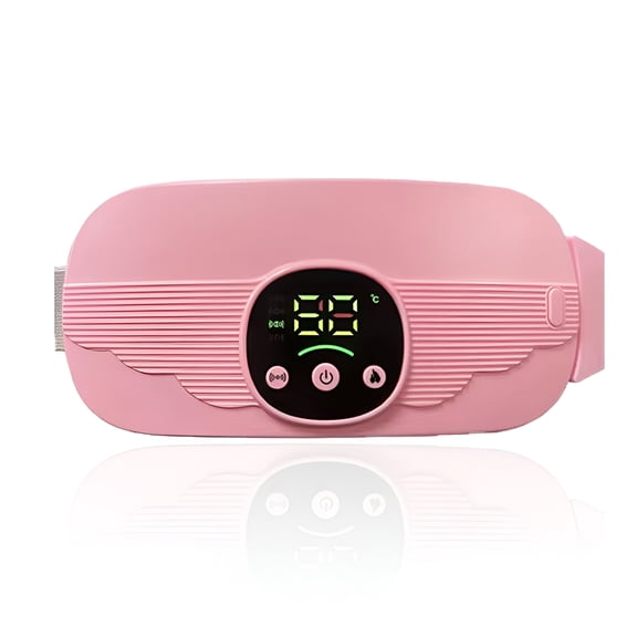 JAYWAYNE Portable Heating Pad with Massage, 4 Heat Levels, Rechargeable, for Back, Belly & Muscle Comfort, Home & Office Use, Pink