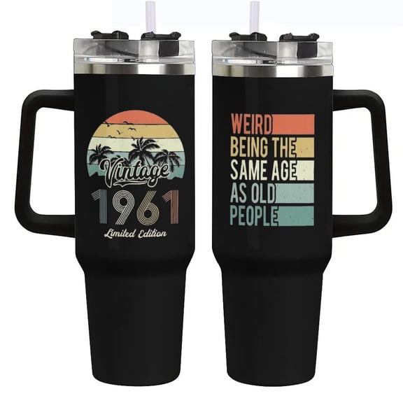 65th Birthday Gifts for Men Women, Vintage 1961 65th Birthday Decorations for Him Her, Turning 65 Year Old Gifts Ideas for Man, Woman, Mom, Dad, Wife, Husband - 40 Oz Tumbler Cup