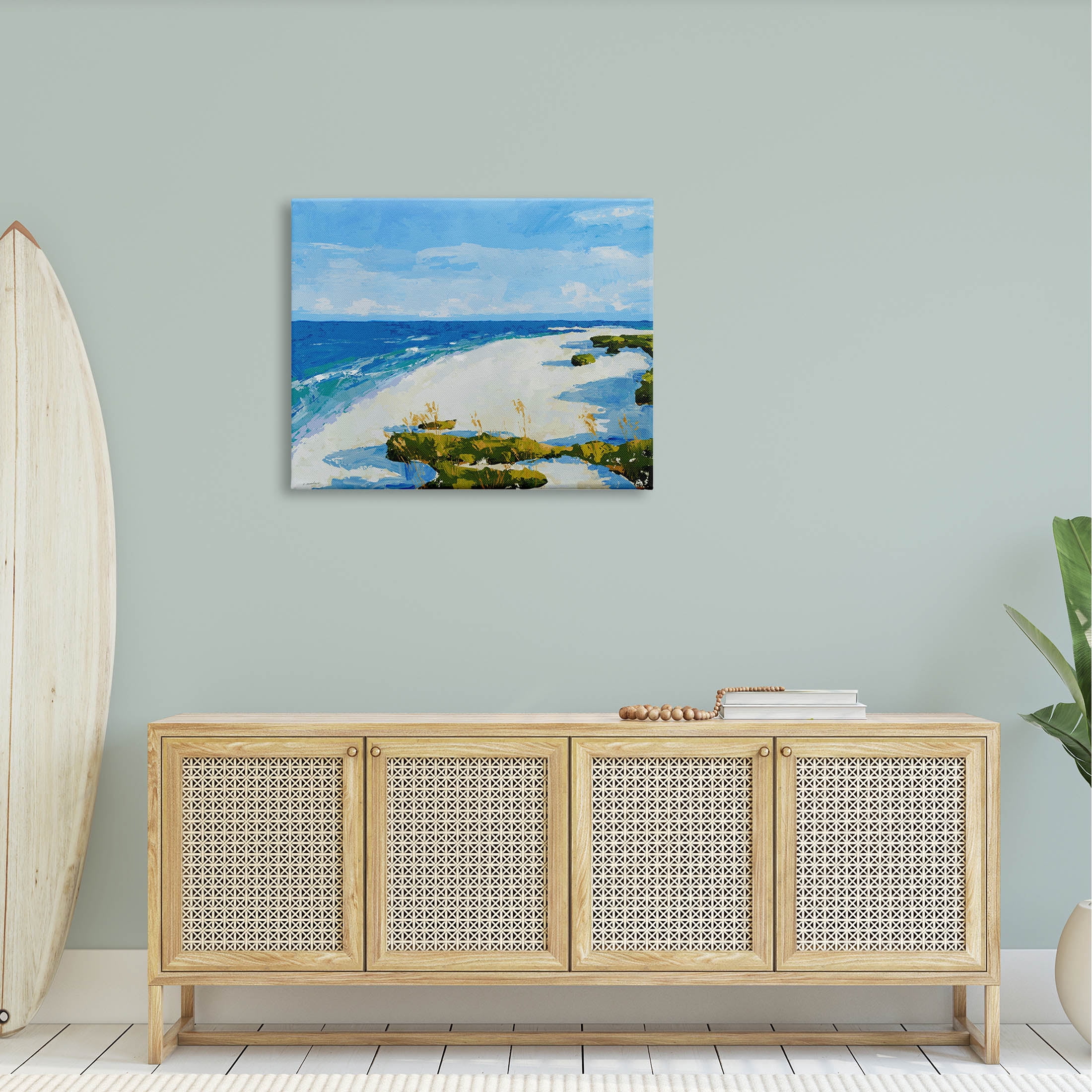 Modern Beach Sand Landscape Coastal Painting Gallery Wrapped Canvas Print Wall Art