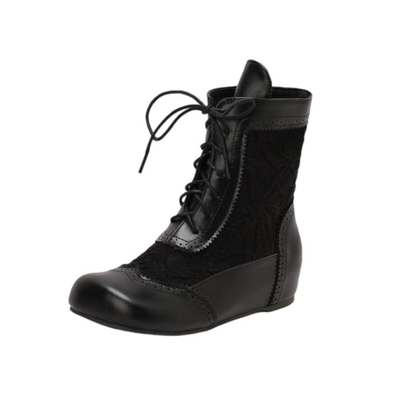 Wensltd Women's Wide Width Ankle Boots Brown Lace Up Leather Casual Fashion Classic Fall Flat Booties