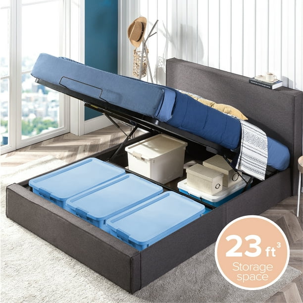 Upholstered Platform Bed Frame With, Queen Lift Storage Bed Frame Diy