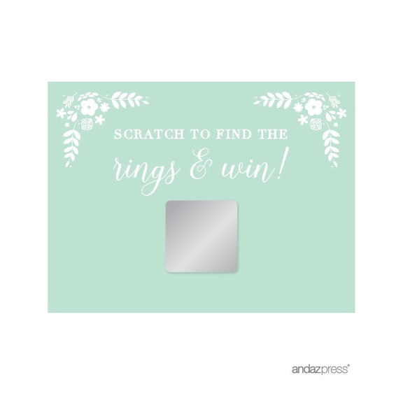 Koyal Wholesale Floral Mint Green Wedding Collection, Bridal Shower Scratch Cards, 30-Pack