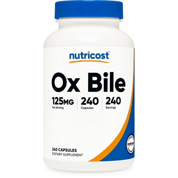 Nutricost Ox Bile Supplement Capsules, 125mg Per Serving, 240 Vegetarian Capsules