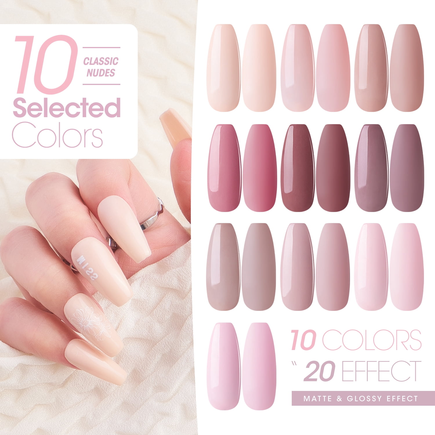 Gellen Gel Nail Polish Starter Kit with UV Lamp, 10 Colors Nudes Pink Brown Gel Polish with 36W Nail Lamp Top & Base Coat Nail Tools Manicure Set & Storage Box, All-In-One Gel Nail Polish Kit