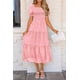 thumbnail image 3 of Vestido midi PRETTYGARDEN para mujer, estampado floral, línea A, rosa, 3 of 7