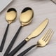 thumbnail image 3 of 24 Piece Titanium Black And Golden Plated Stainless Steel Silverware Set,black Handle With Golden Mouth Flatware Set Black And Golden Cutlery Set Serv, 3 of 5