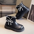 thumbnail image 3 of Ankle Boots for Girls Lace Pearl Bow Winter Warm Casual Leather Zipper Booties Round Toe Antislip Lug Sole Kids Short Boots 11 Little Kid Black, 3 of 6