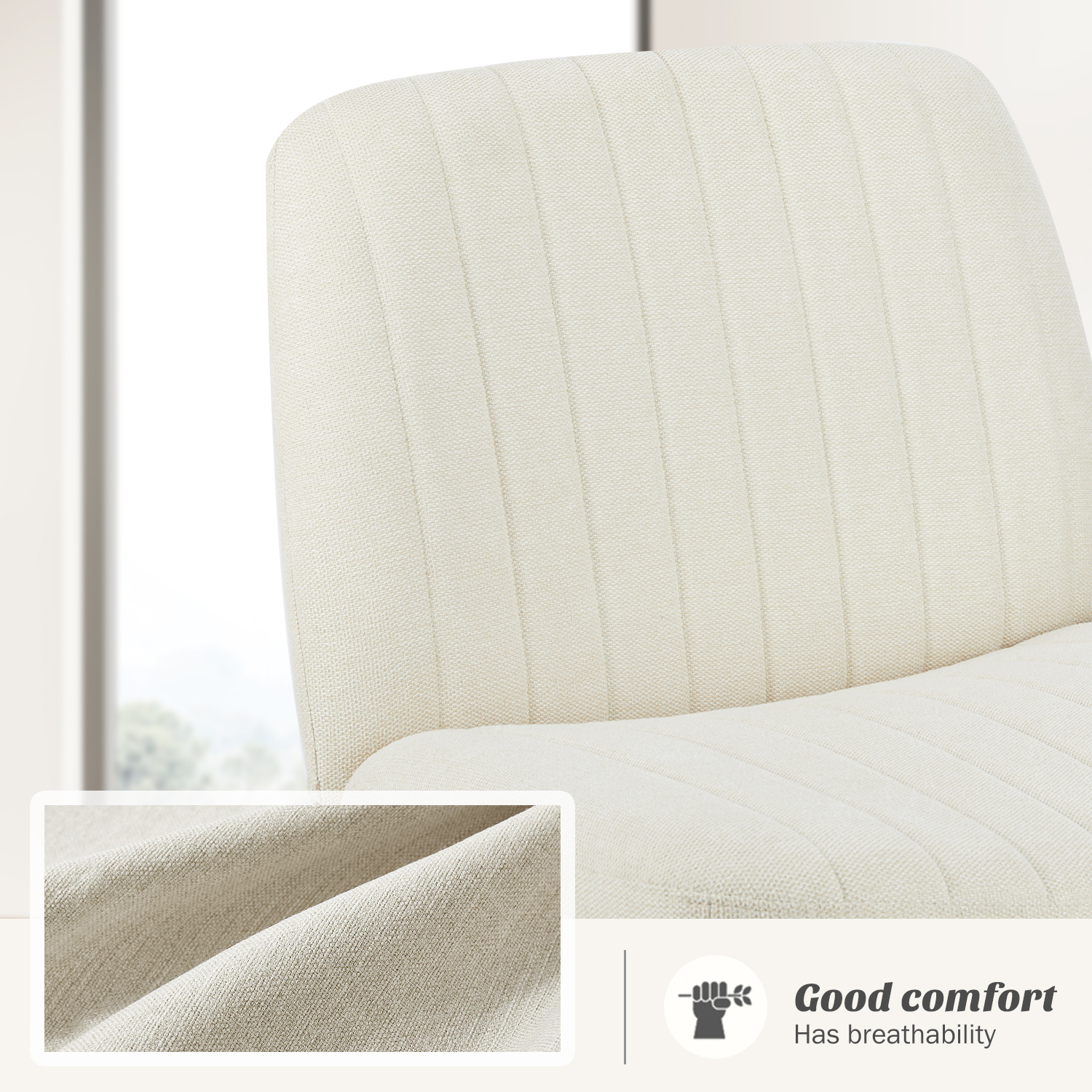 edx Armless Criss Cross Legged Office Chair, Beige photo 4