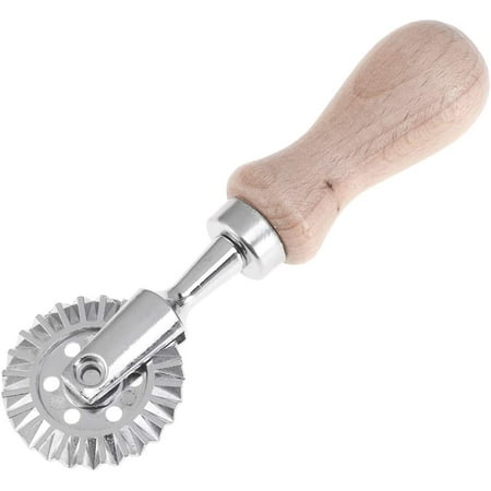 

Roller cutter round with wooden handle groove pressing mold for kitchen (original wood color) (1pcs)
