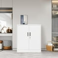 thumbnail image 5 of Metal Storage Cabinet, 36.2" H Locking Storage Cabinet with Shelves and Doors for Home Office, Garage, Utility Room, Entryway(White), 5 of 16