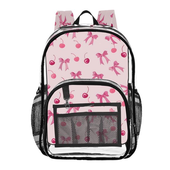 ALAZA Clear Backpack Bows and Cherry PVC Transparent BookBag