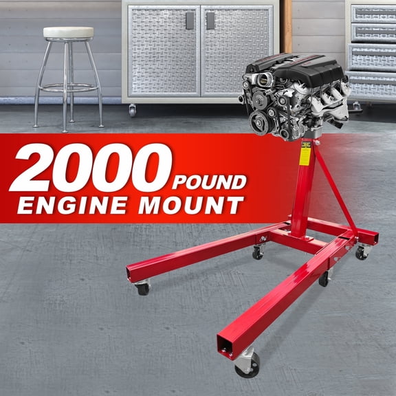 Vertlley Engine Stand 2000 lb.Heavy-Duty Steel Foldable Capacity 360-Degree Adjustable Mounting Red