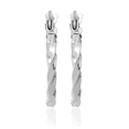 thumbnail image 5 of 10K Solid White Gold Twisted Round Small Hoop Earrings, 5 of 10