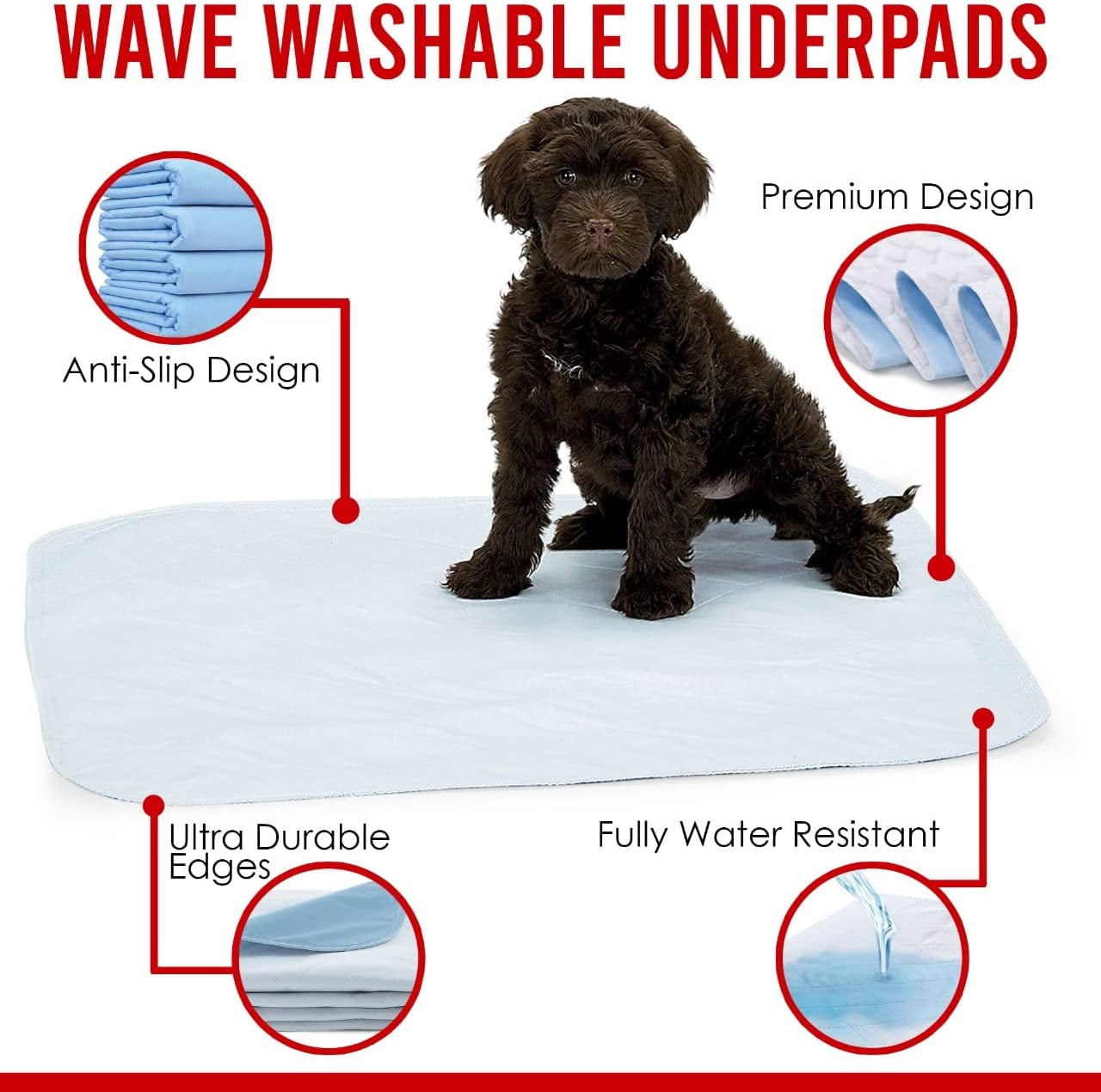 Heavy Absorbency Washable Underpads, Large Bed Pads, Incontinence Bed Pads, Reusable Pet Training Pads, Great for Dogs, Cats, Bunny & Seniors, Made in The USA