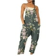 thumbnail image 2 of Dihao Jumpsuits for Women Plus Size Casual Style Lightweight Wide Leg Printing Suspenders Rompers Women's Loose Baggy Pocket Jumpsuit Fashion Playsuit Trousers Sling Overalls Daily Outfit, 2 of 6