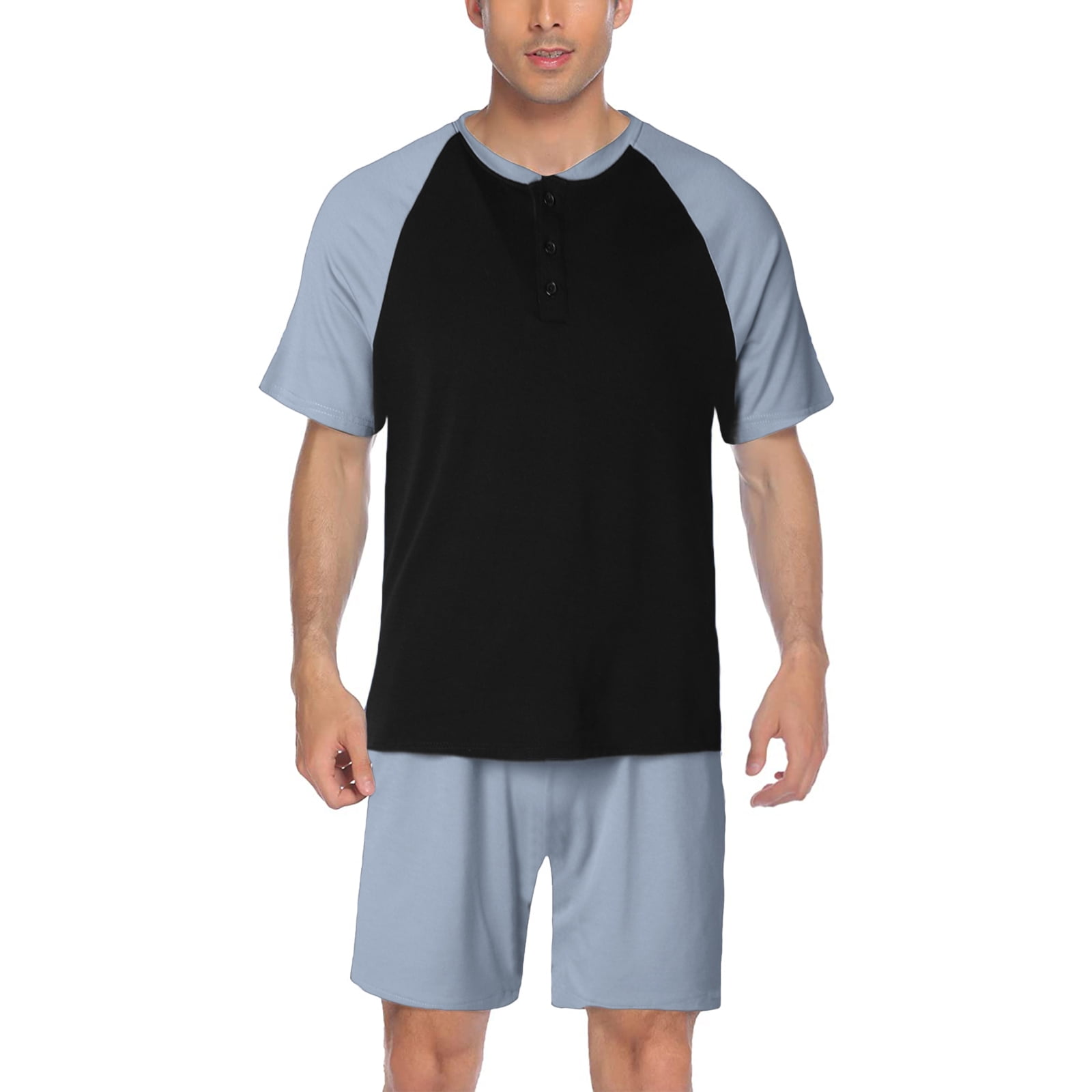 Sunisery Men 's Summer Pajamas Sets Contrast Color Short Sleepwear ...