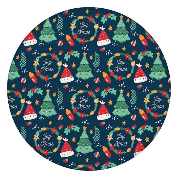 Classic Christmas Plaid Round Table Cover, 44 Inch with Elastic Hem for Secure Fit During Indoor Holiday Entertainment