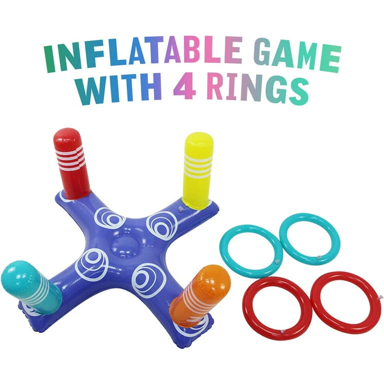 Swimming Pool Inflatable Ring Toss Game Toys with 8 Rings Floating