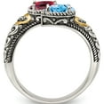 thumbnail image 3 of 14K/Silver Two-Tone Sterling Silver & 14K Two-Stone And Diamond Mother's Ring Semi-Mount (Size 8) Made In Thailand qmr20/2-8, 3 of 5