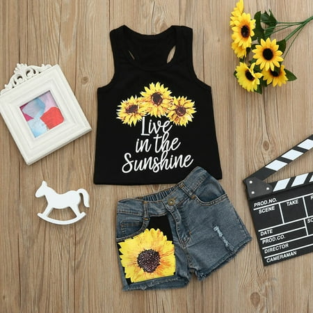 

RPVATI Toddler Baby Child Children Kids Clothes Sleeveless Floral Letter Printed Tank Top + Shorts 2 Pieces Summer Outfits Set