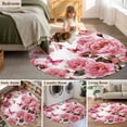 thumbnail image 5 of Round Rugs 5 Ft, Pink Roses Non Slip Area Rugs for Kitchen Bedroom Entryway, Spring Floral Elegant Pastoral Butterfly Washable Carpet Runner Rug Floor Mats for Bedroom Home Decor, 5 of 8