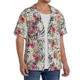 thumbnail image 3 of Disketp Men's Hawaiian Roses Mixed Zebra Print Shirts Button Down Holiday Beach Shirts-Small, 3 of 5