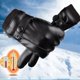 thumbnail image 3 of Guantes de piel de oveja de invierno, guantes cálidos con mensaje para pantalla táctil forrados de cachemira, 3 of 5
