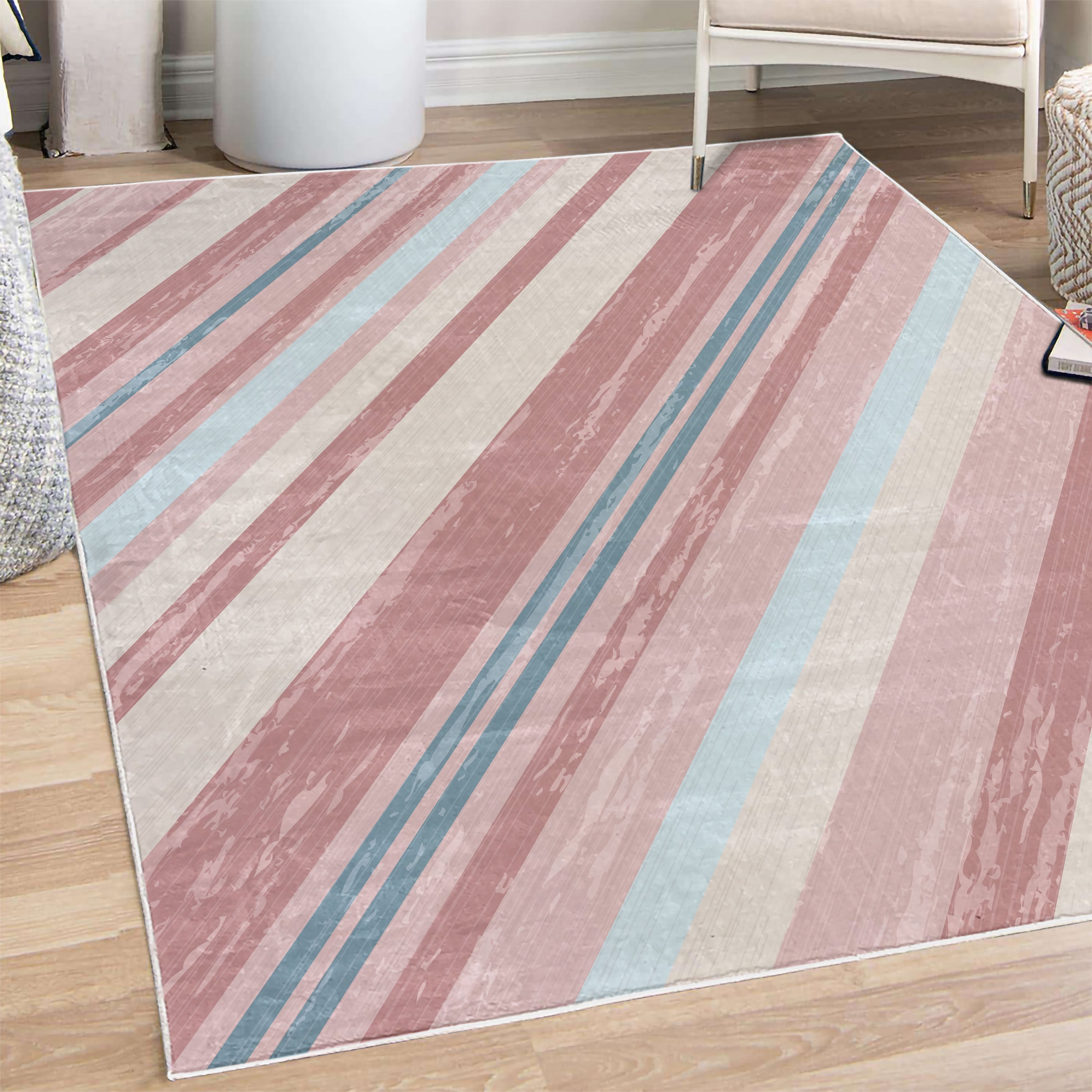 Vintage Decorative Rug, Diagonal Stripes on Old Aged Design Grungy ...
